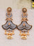 Crunchy Fashion Gold Plated Dual Peacock Minakari Long Dangler Earrings