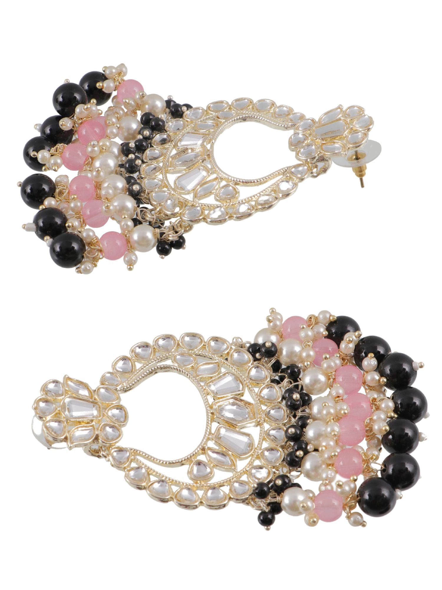 Party Wear Black & Pink Pearl Danglers