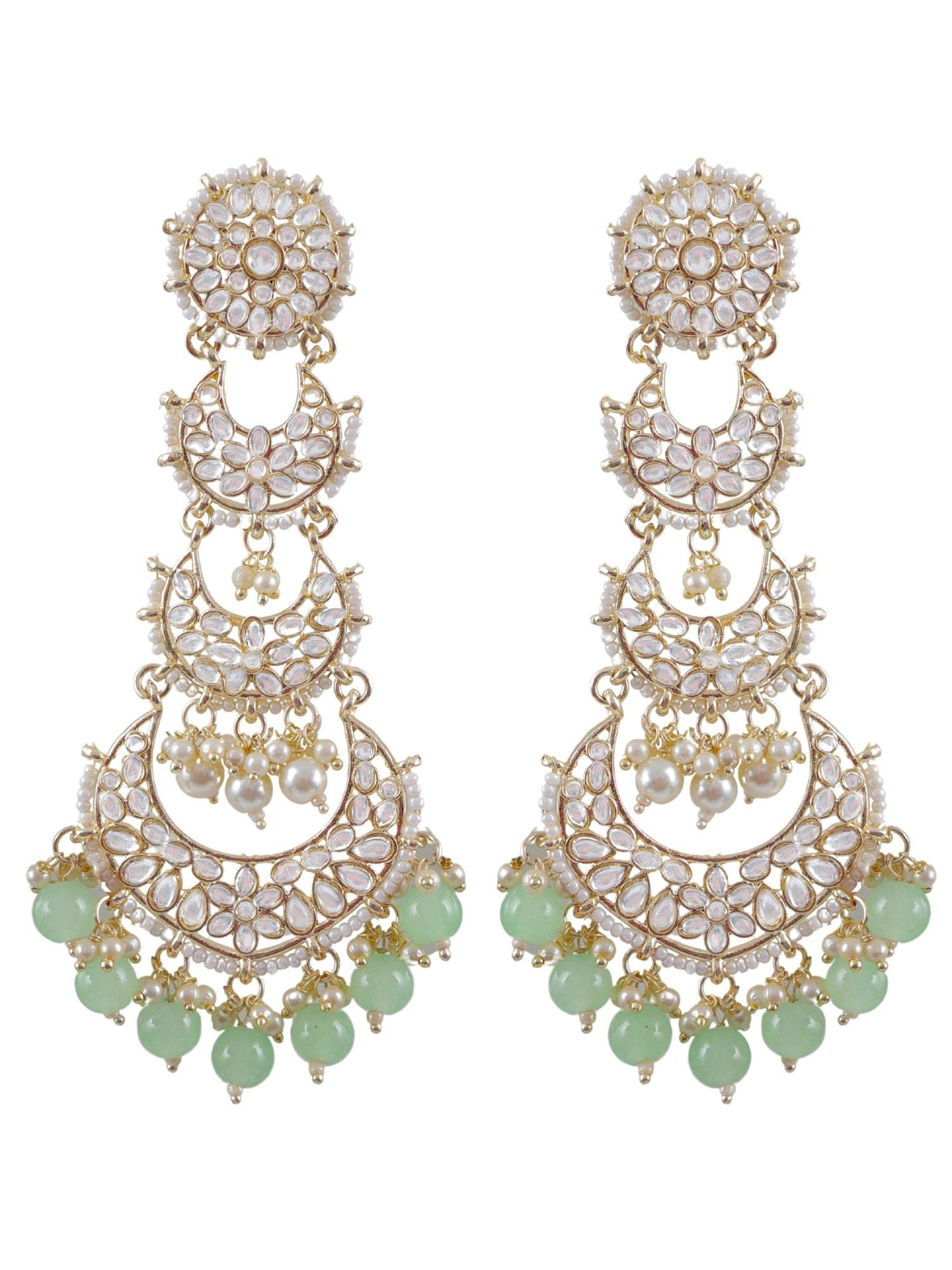 Mint Green Asymmetric Long Danglers Earrings