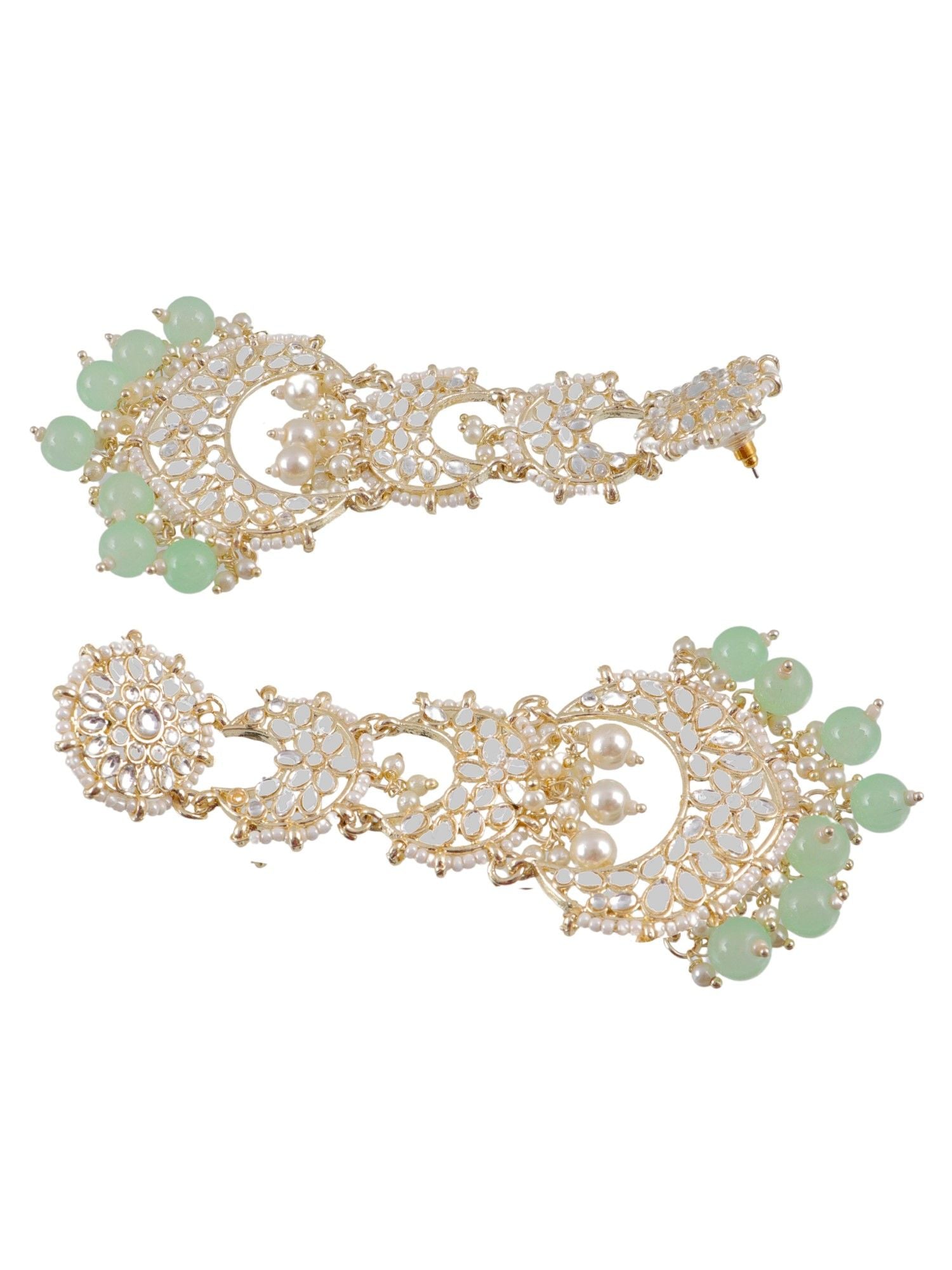 Mint Green Asymmetric Long Danglers Earrings