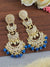 Blue Pearls Long Danglers for Women - Alloy Gold Earrings