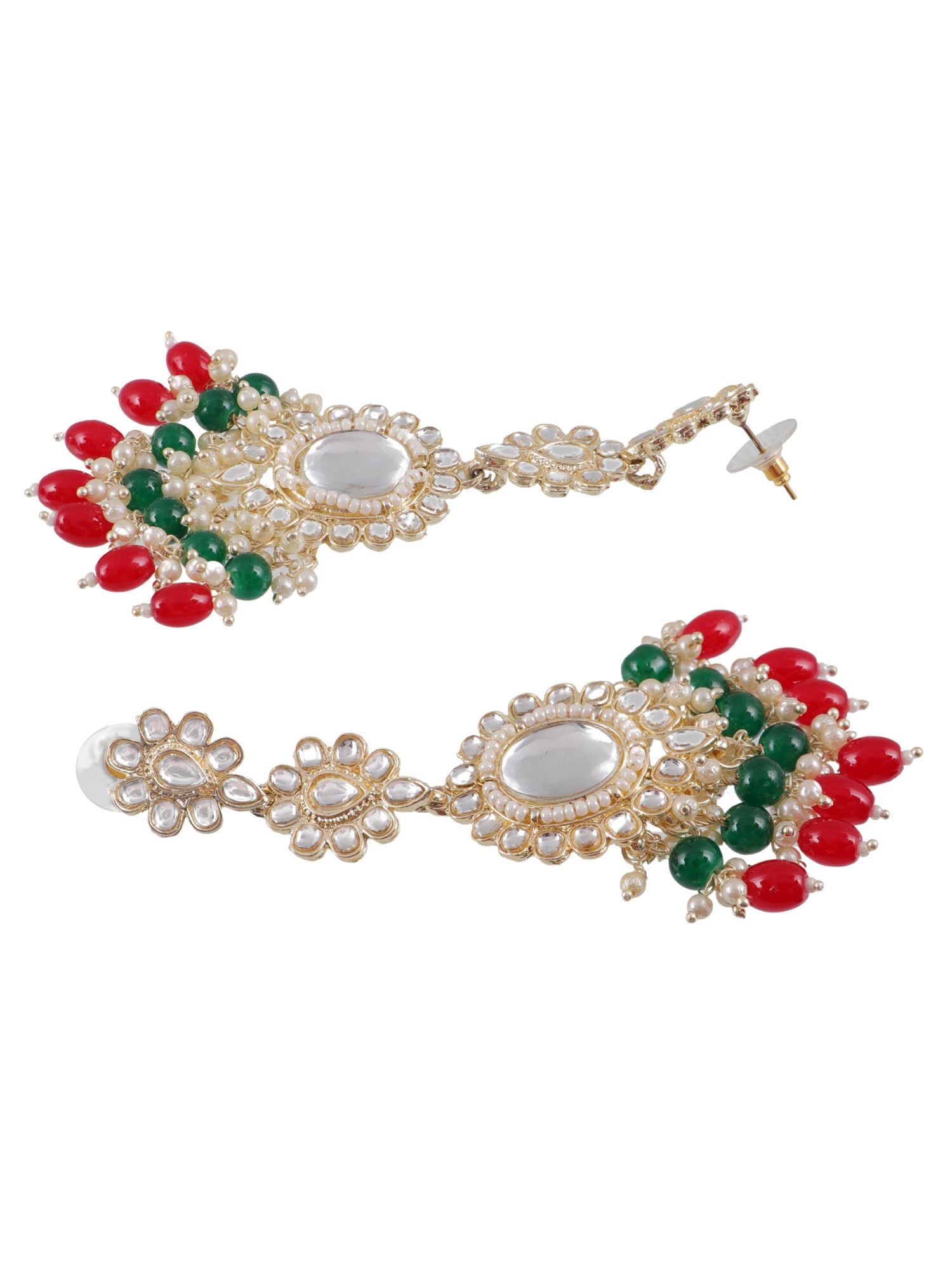 Meera Earrings- MultiColored Pearls Long Indian Wedding Earrings for WOmen