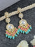 Kundan Pink-Blue Earrings for Women, Party Wear Chandbali