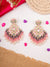 Grey & Pink Traditional Indian Kundan Gold Plated Chandbali Earrings for Women & Girls