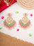 Traditional Indian Gold Plated Mint Green-Pink Meenakari Chandbali Earrings for Women & Girls