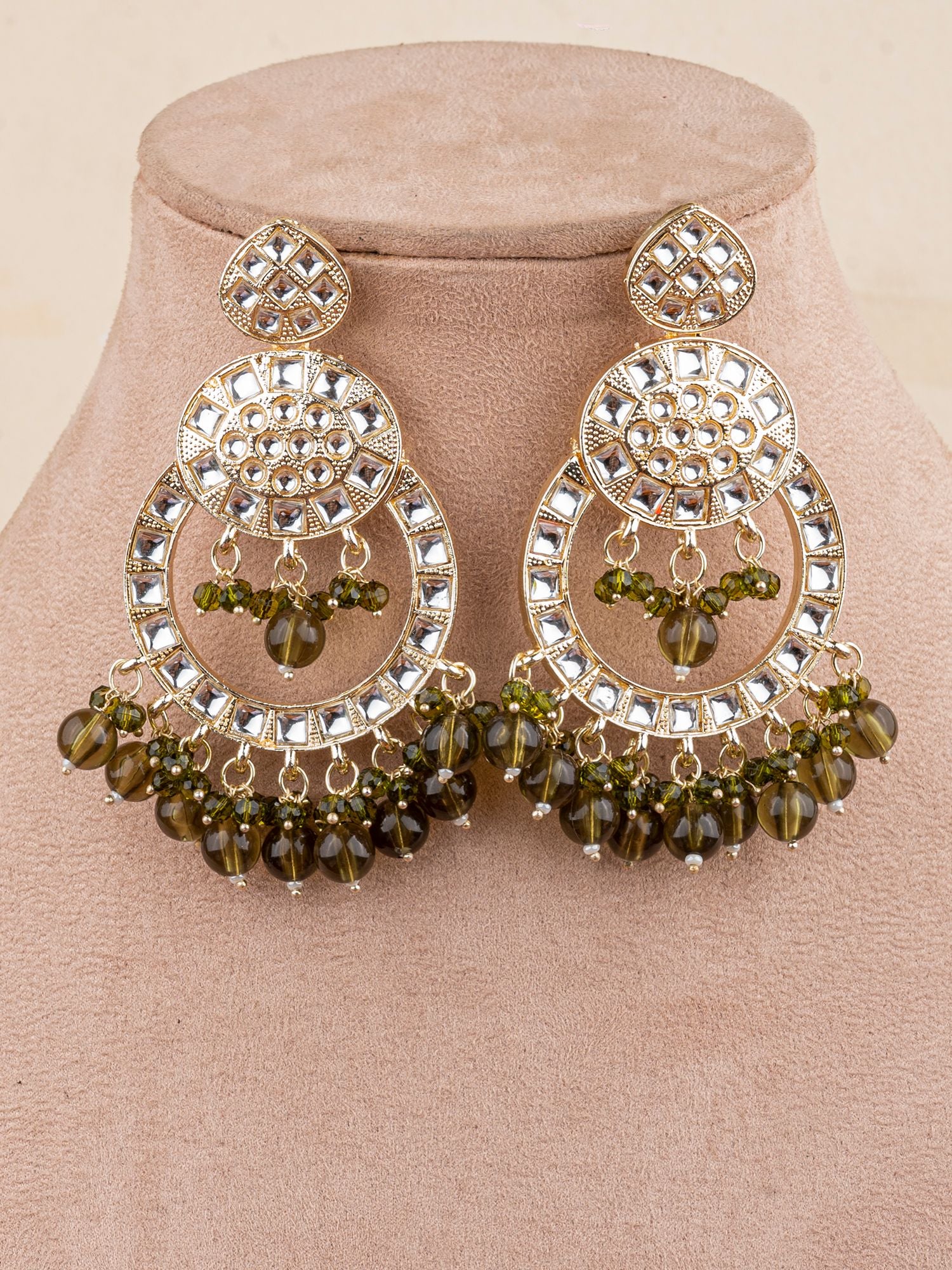 Lehar Danglers- Mehndi Green Ethnic Party Wear Earrings for Women & Girls