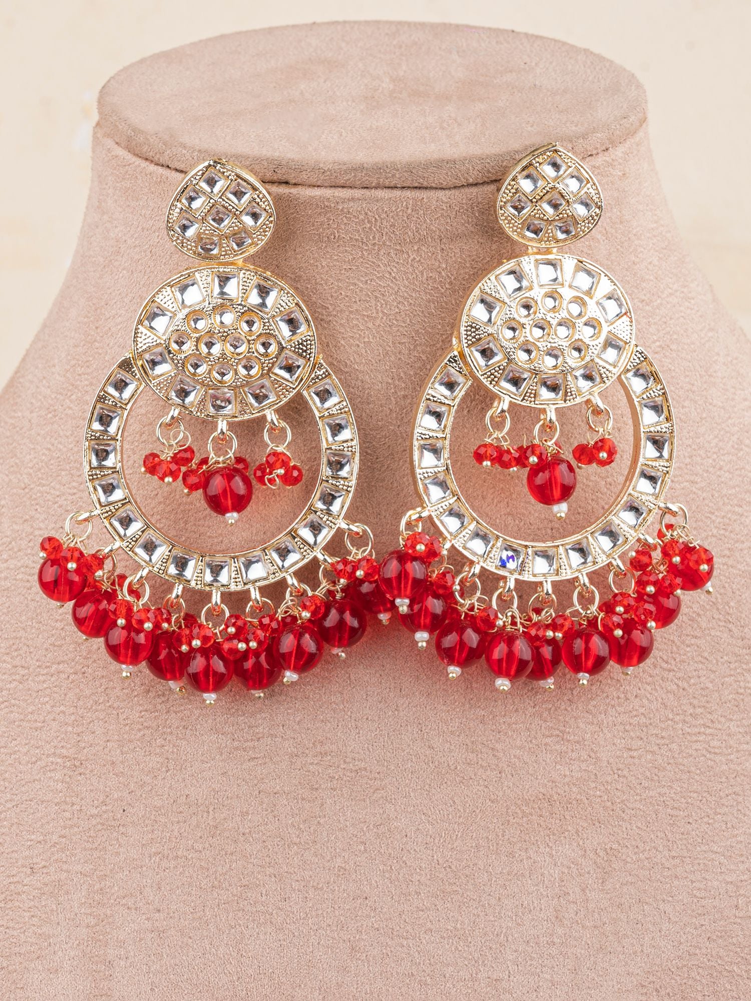 Lehar Danglers- Red Ethnic Party Wear Earrings for Women & Girls