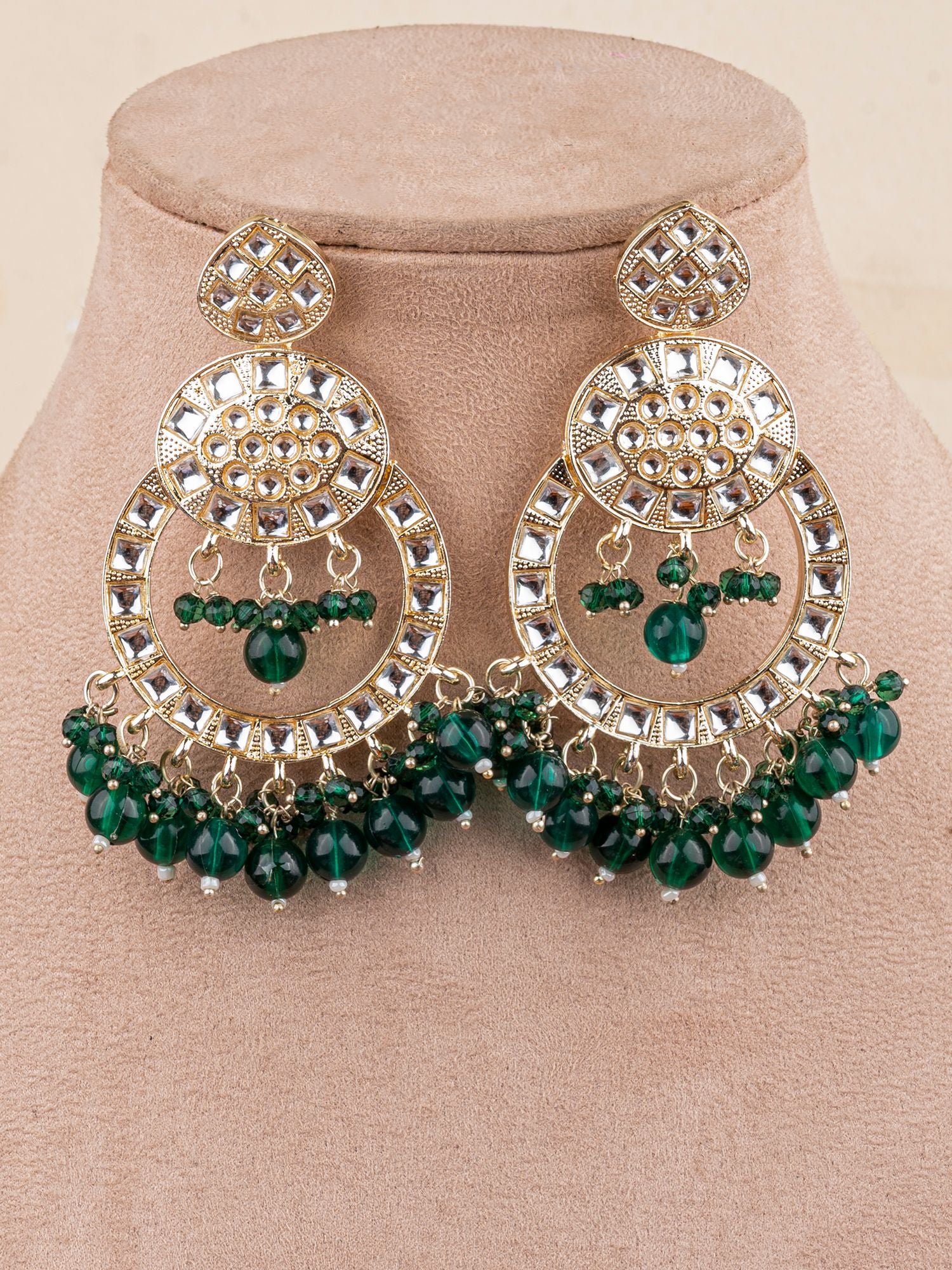 Lehar Danglers- Green Ethnic Party Wear Earrings for Women
