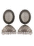 White Stone Oversized Oxidised Silver Jhumka Earrings for Women