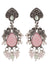 Pink-Mint Green Drops Oxidized Silver Earrings for Girls