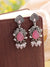 Pink Drop Oxidised Silver Earrings with for Girls & Women