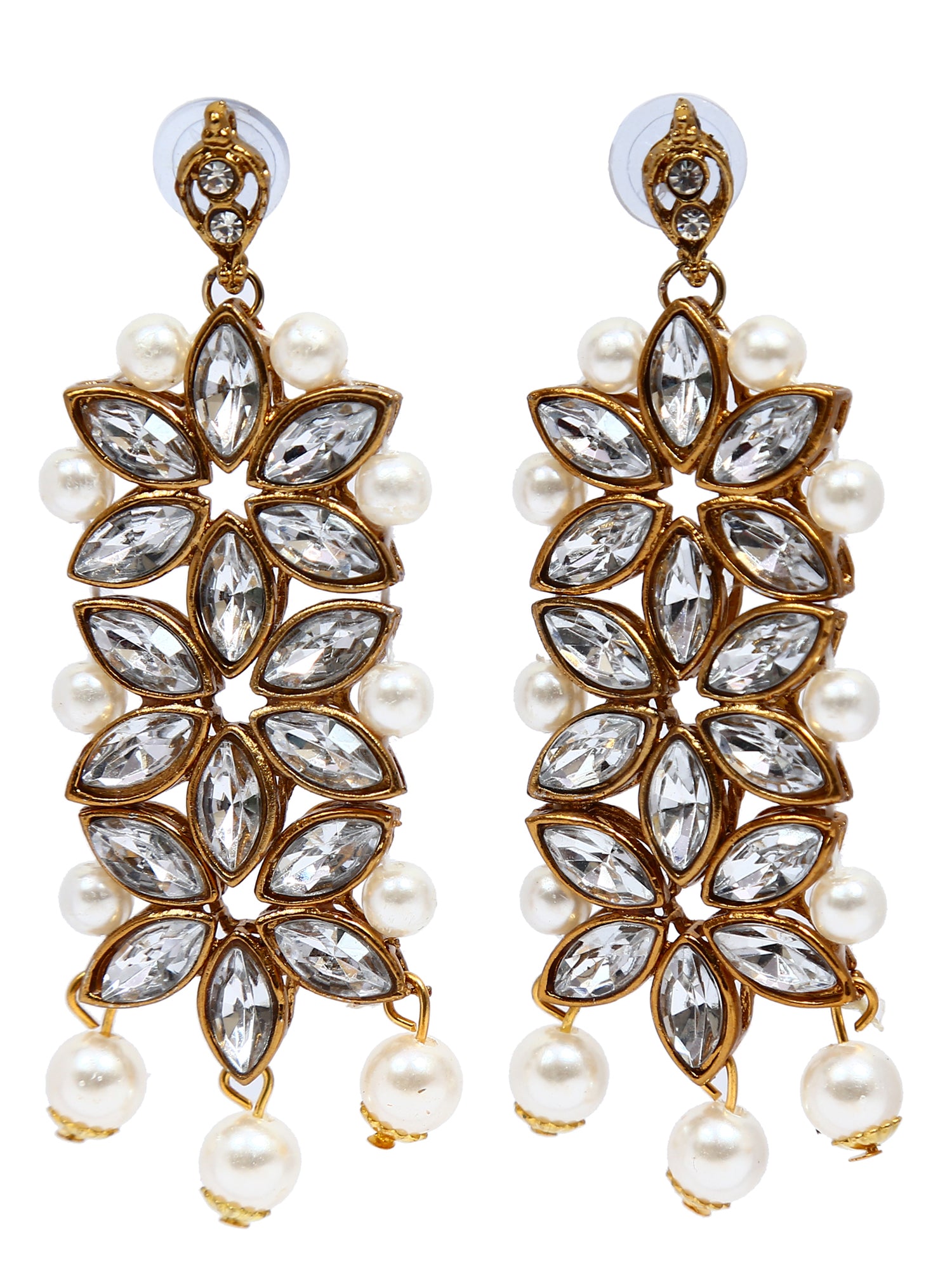 Multi Layers White Pearls Long Necklace Set