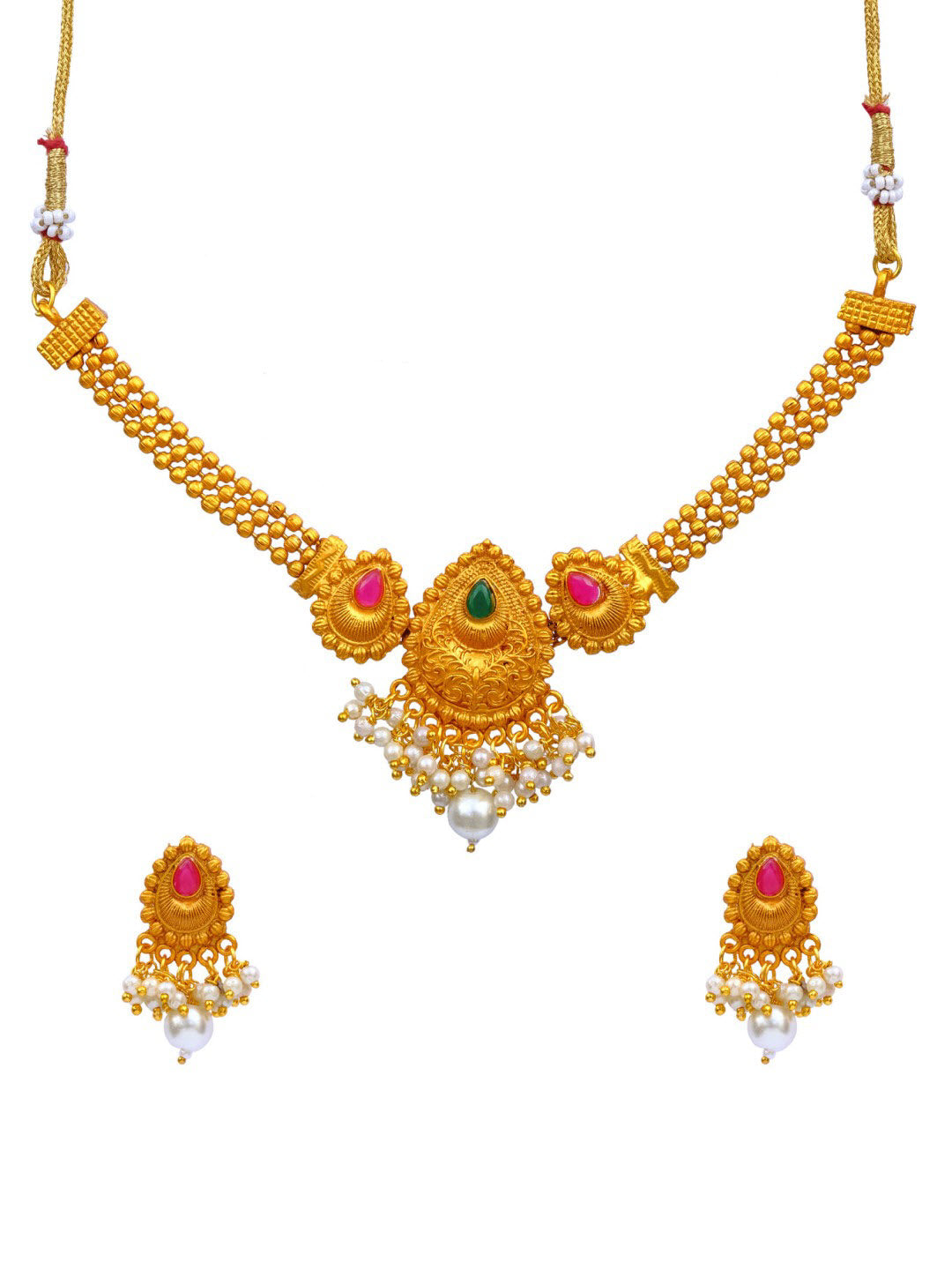 Traditional Gold Plated Choker Necklace Set for Wedding - Elegant Jewellery