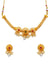 Traditional Gold Plated White Pearl Floral Choker Necklace  With Earring Set RAS0192