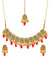 Traditional Red Pearl  Floral Gold Plated Necklace Set With Earring & Mang Tikka RAS0214