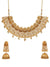 Rukshat Jewellery Set- Matt Gold-Plated Temple Necklace & Jhumka Earrings Set