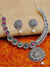 Oxidised Silver-Plated Antique Look Floral Red & Green Stone Necklace Set With Earrings RAS0261