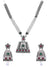 Traditional Oxidised Silver Long Classic Square Designer Necklace With Earring Set RAS0265