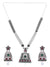 Traditional Oxidised Silver Long Classic Square Designer Necklace With Earring Set RAS0265
