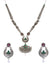 Traditional Oxidised Round Silver-Plated Multi Layer Necklace With Earrings Set RAS0267