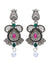 Traditional Oxidised Silver-Plated Multi Layer Jali Style Multicolor Pearl  Necklace Set With Earrings RAS0277