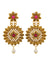 Traditional Gold-Plated  Floral Kundan Royal Queen Necklace Set  With Round Floral Earrings RAS0283