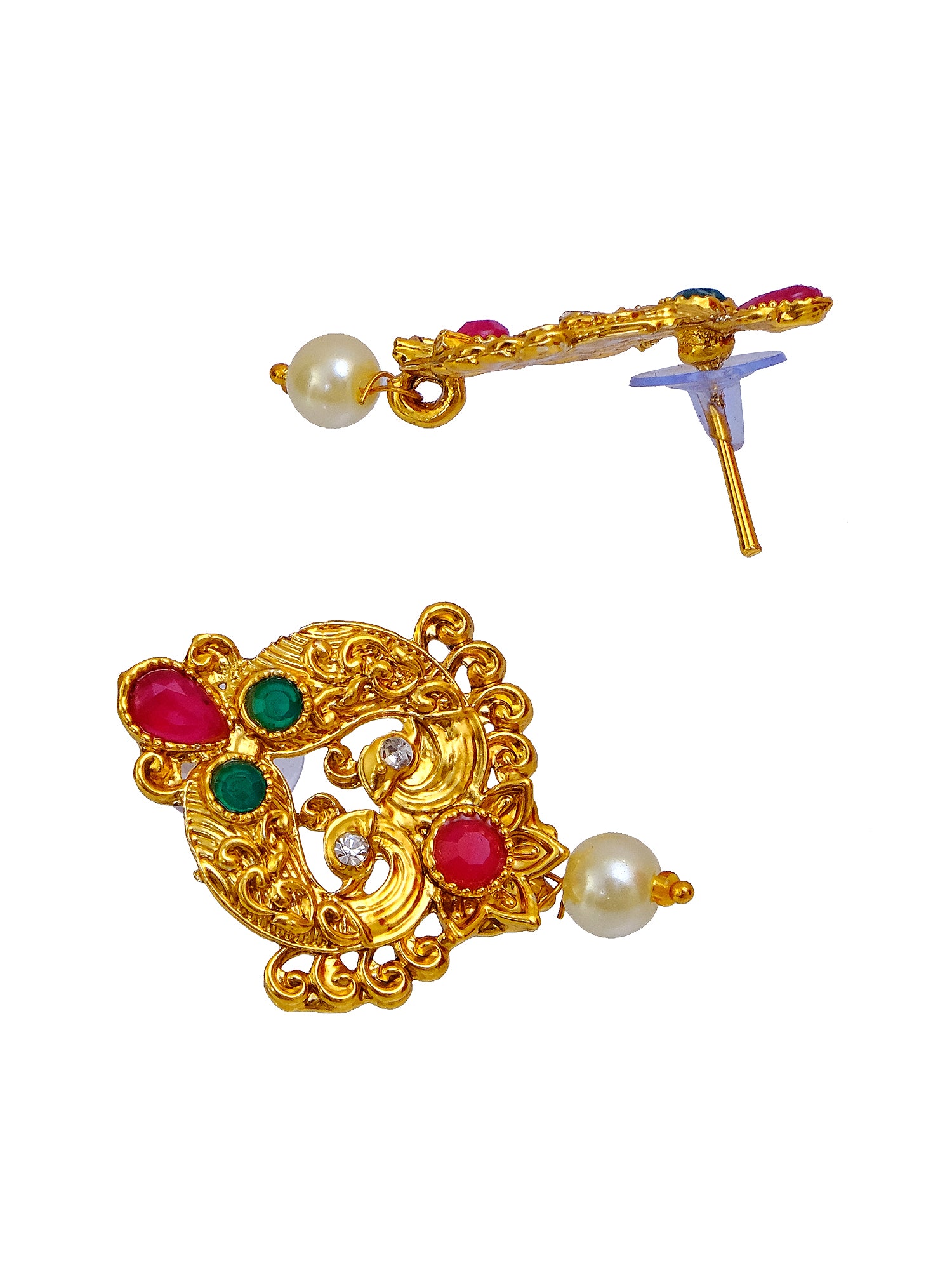 Traditional Indian Kundan Gold-Plated Multi color Jewellery Set with Earrings  RAS0284