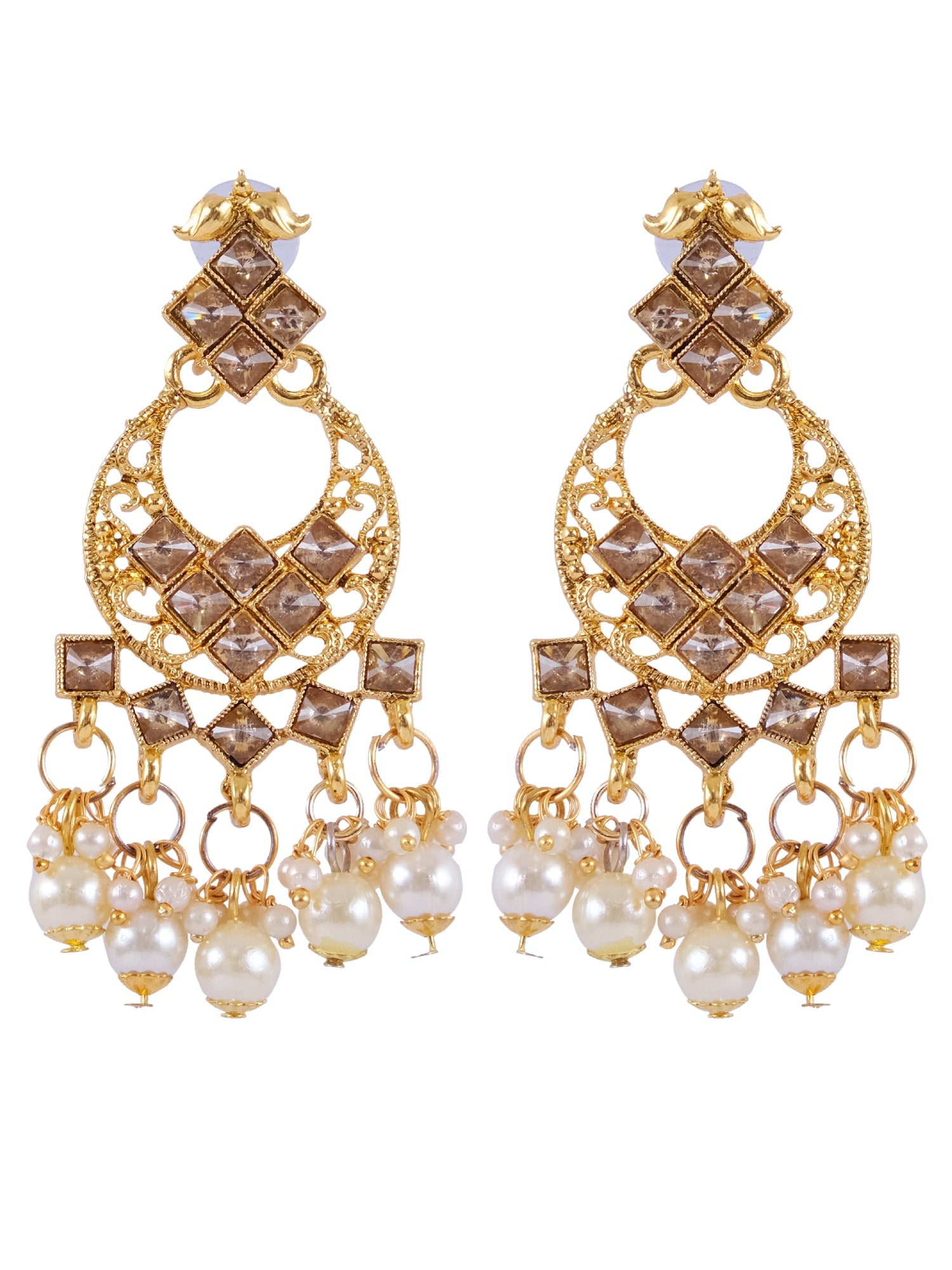 Traditional Gold-Plated Kundan Studded  Jewellery Set With Earrings & Maang Tika  RAS0286