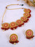 Traditional Wedding Collection Choker Necklace in  Maroon Pearls  Gold Plated With Earrings RAS0300