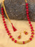 Elegant Royal Red & Gold Pearl Necklace, Earrings Jewellery Set RAS0396