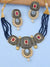 Traditional Gold Plated Royal Blue Pearl & Kundan Choker Necklace & Earring Set RAS0400