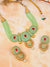Traditional Gold Plated Royal Light Green Pearl & Kundan Choker Necklace & Earring Set RAS0404