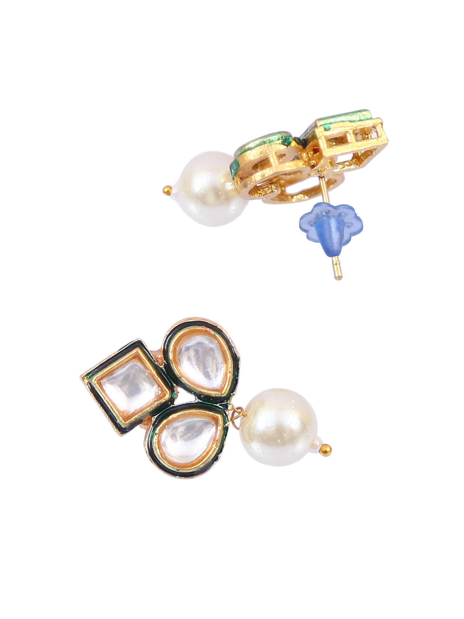 Gold-Plated  White Pearl Kundan Choker Necklace & Earrings Set RAS0408