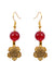 Antique German Oxidized Gold  Exclusive Red Beads Contemporary Necklace & Earrings Set RAS0417