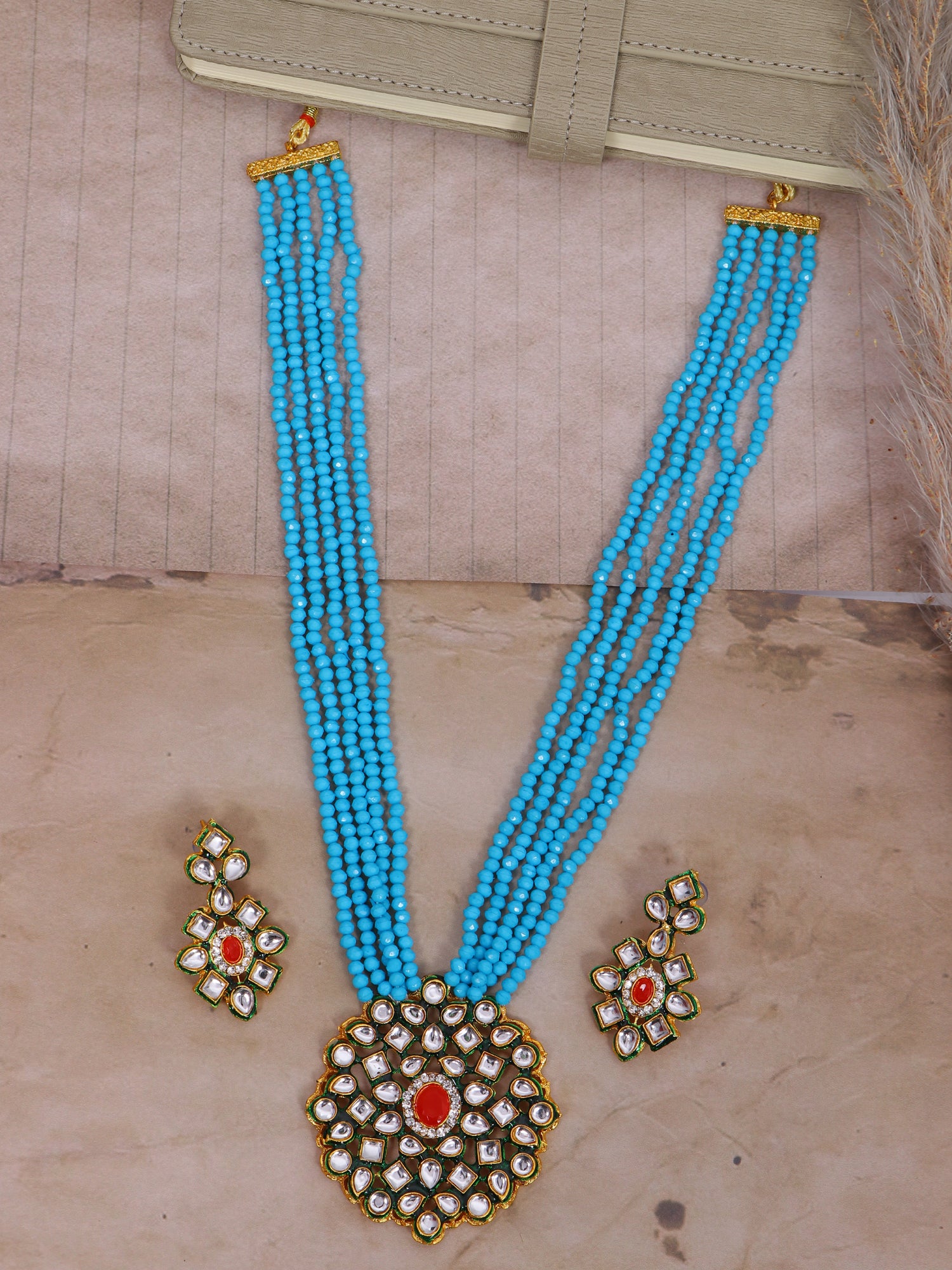 Elegant Green Pearls  Kundan Jewellery Set for Trendy Women and Girls