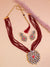 Designer Kundan &amp; Maroon Moti Stone Style Necklace &amp; Earrings Set RAS0432