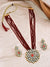 Designer Kundan & Maroon Moti Stone Style Necklace & Earrings Set RAS0432