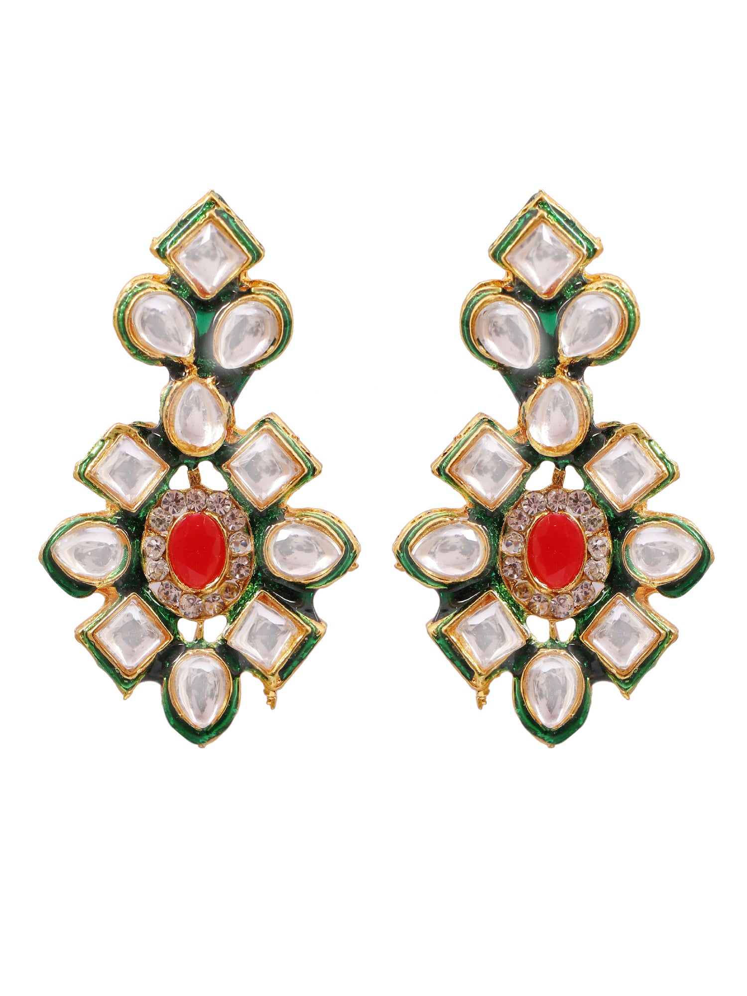 Designer Kundan &amp; Green Moti Stone Style Necklace &amp; Earrings Set RAS0433