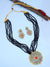Designer Kundan & Black Moti Stone Style Necklace & Earrings Set RAS0435