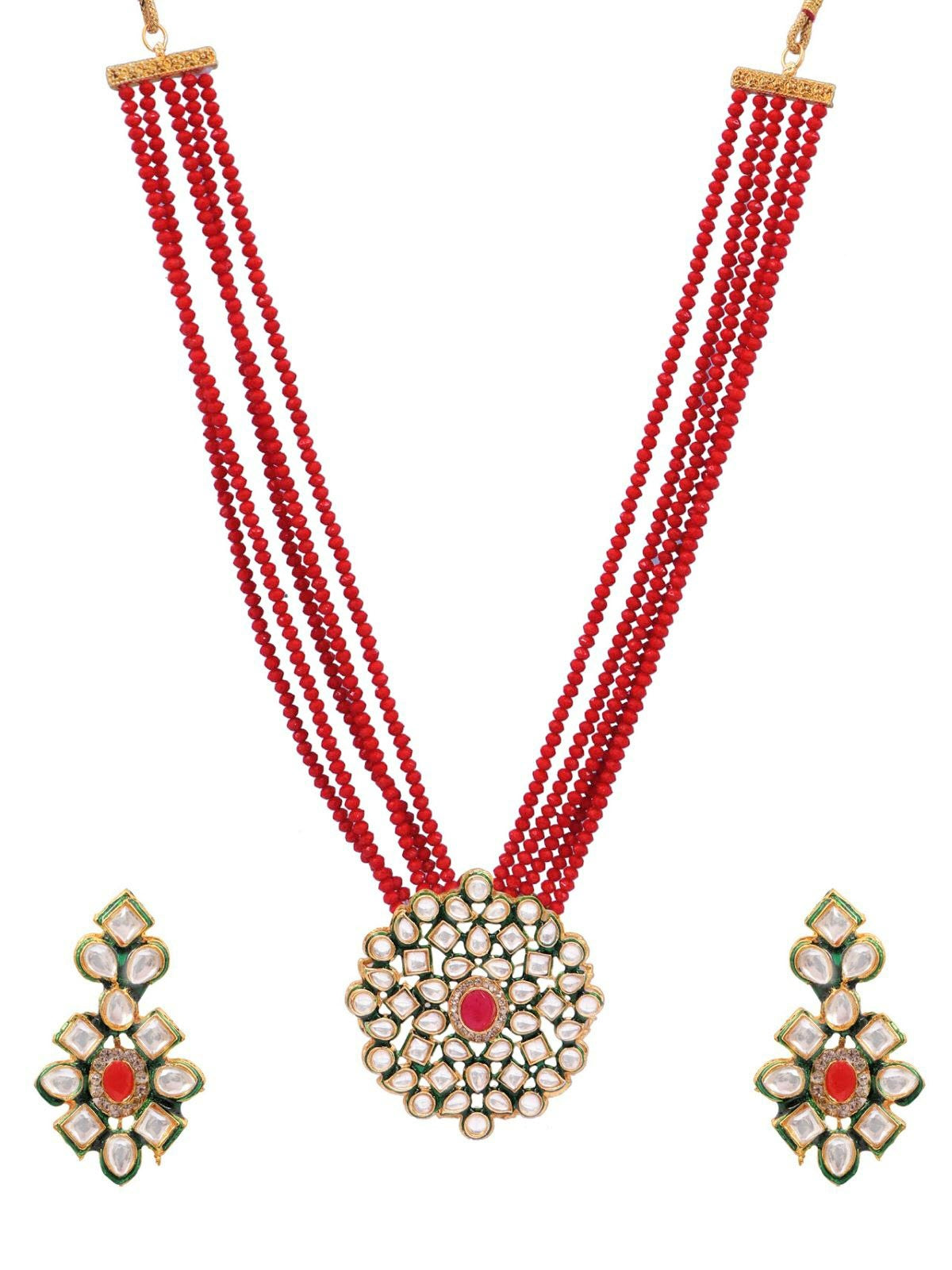 Elegant Green Pearls  Kundan Jewellery Set for Trendy Women and Girls