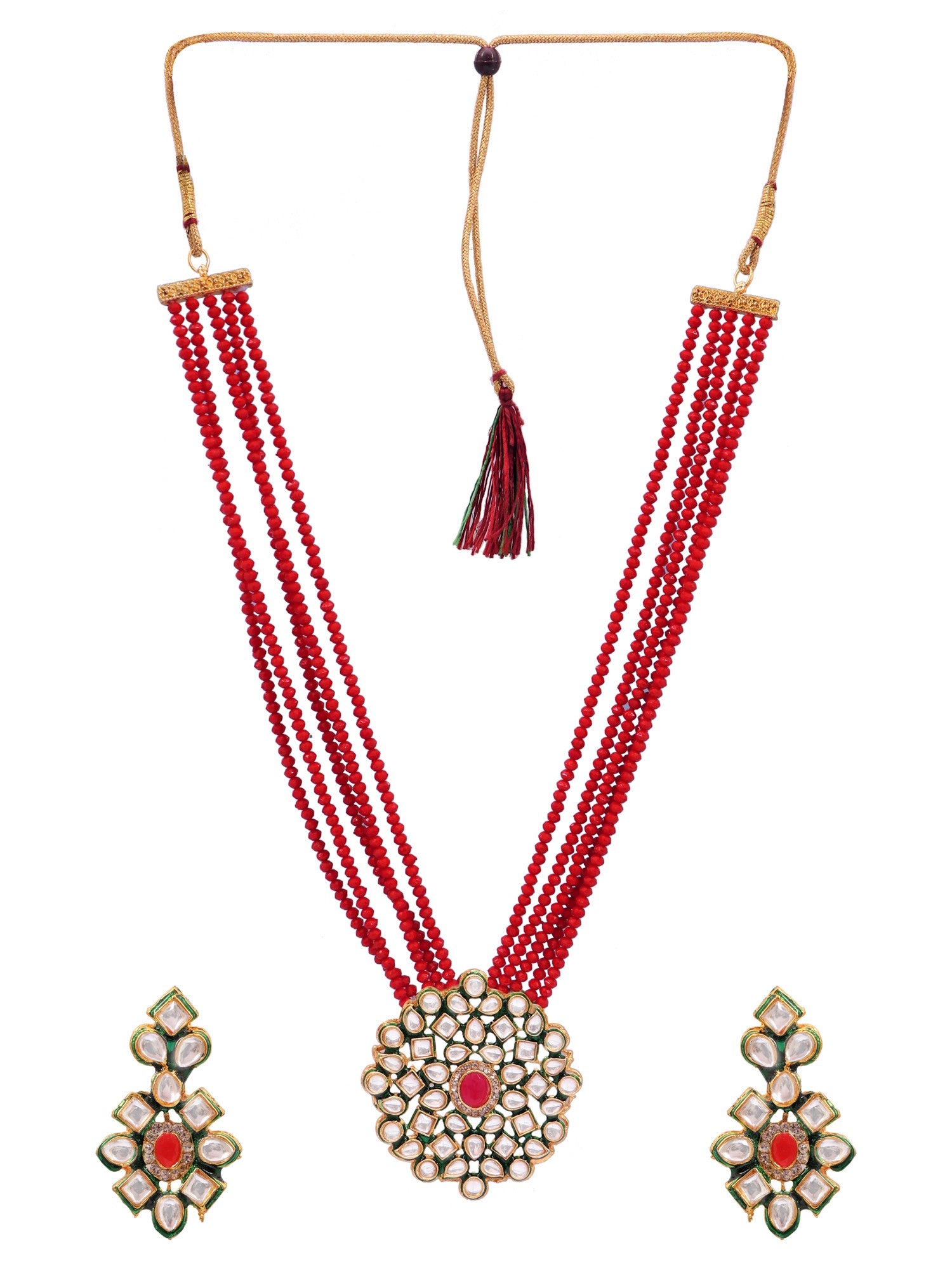 Elegant Green Pearls  Kundan Jewellery Set for Trendy Women and Girls