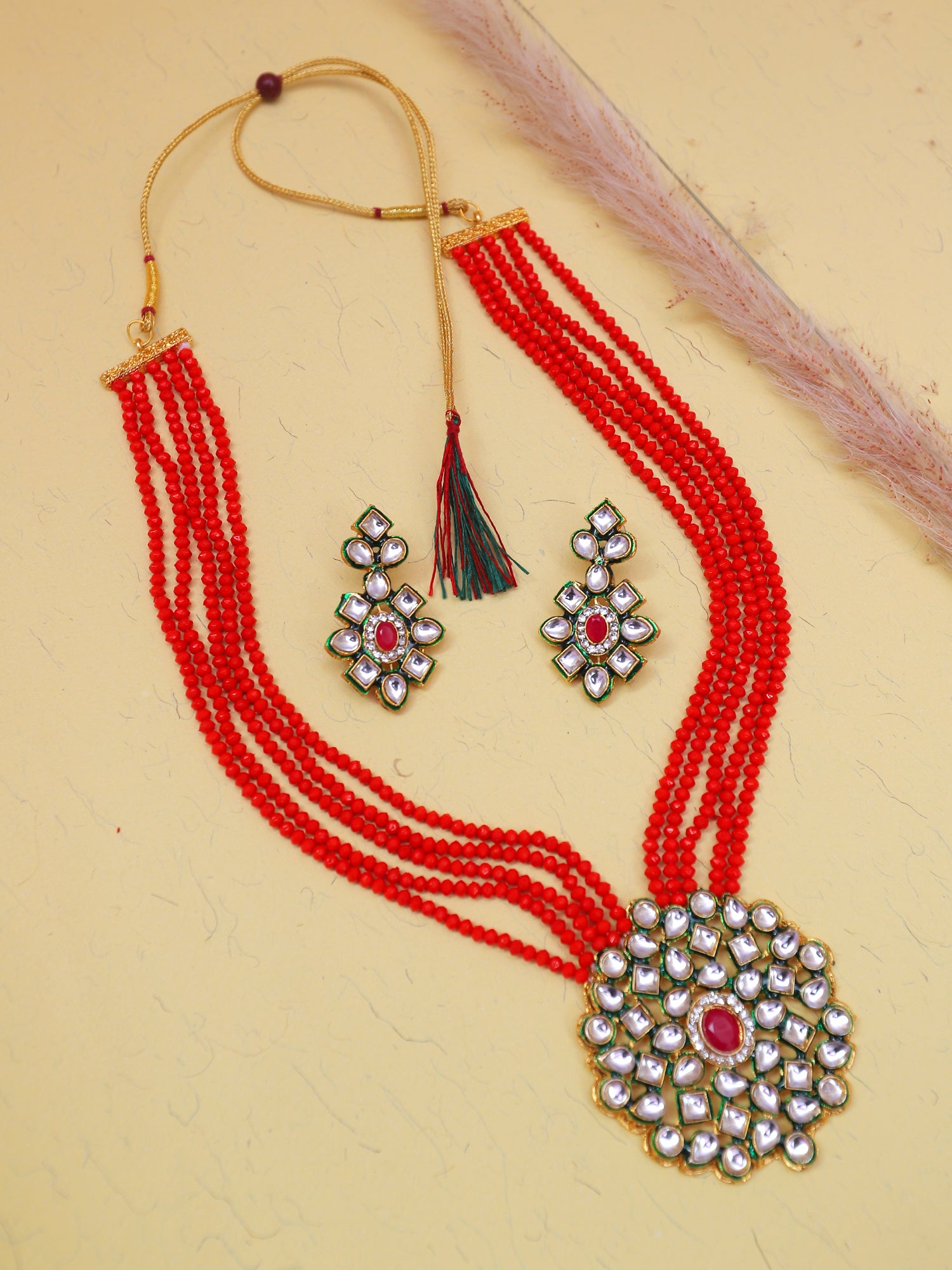 Elegant Green Pearls  Kundan Jewellery Set for Trendy Women and Girls