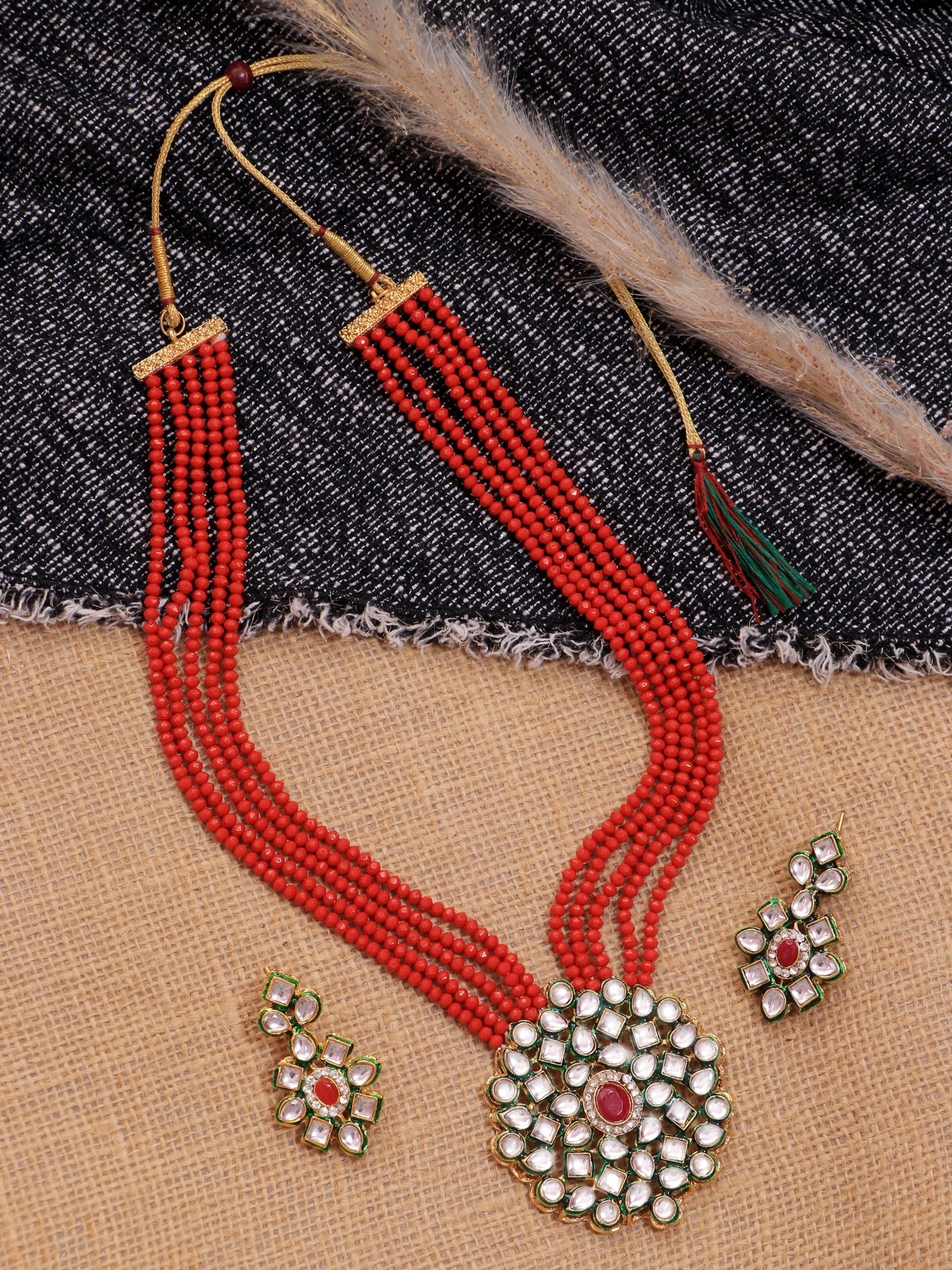 Elegant Green Pearls  Kundan Jewellery Set for Trendy Women and Girls