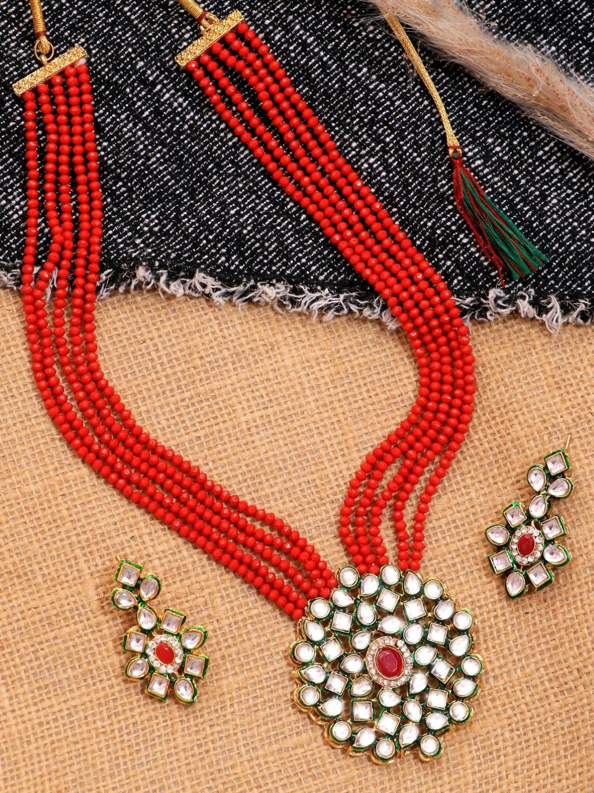 Elegant Green Pearls  Kundan Jewellery Set for Trendy Women and Girls