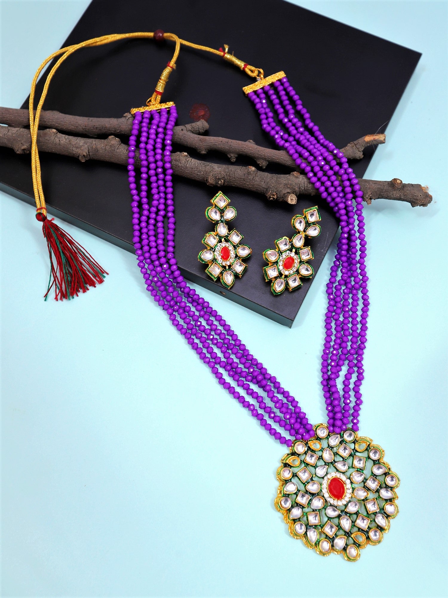 Elegant Green Pearls  Kundan Jewellery Set for Trendy Women and Girls