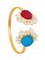SwaDev Gold-Plated  Pearl Red & Blue Stone Kada Bracelet  SDJB0017