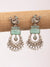 Mint Green Stone Peacock Silver Look-Alike Dangler Earrings for Women & Girls
