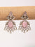 Stylish Pink Stones Birds Design Silver Look Alike Dangler Earrings for Girls & Women