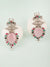 Pink Stone Elephant Design Silver Look-Alike Dangler Earrings for Women & Girls