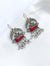 Wine Red Stone Silver Lookalike Earrings for Women